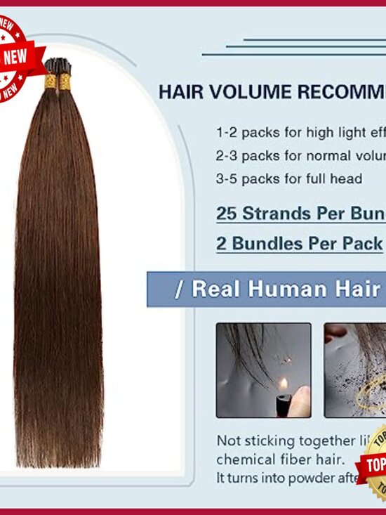 22 Inch Human Hair Extensions 50g Pre-Bonded I-Tip Salon Quality main image 4
